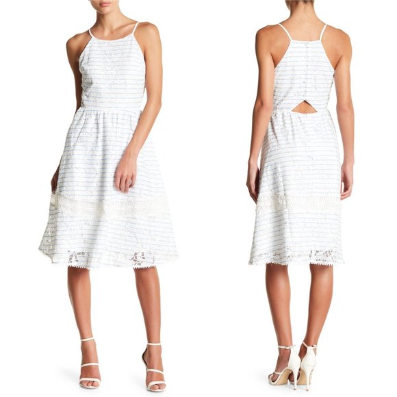 J.O.A. Dresses & Skirts - J.O.A. lace stripe overlay dress